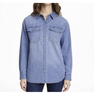 NWT Gloria Vanderbilt Amanda Denim Long Sleeve Shirt Size Medium Blue Women’s